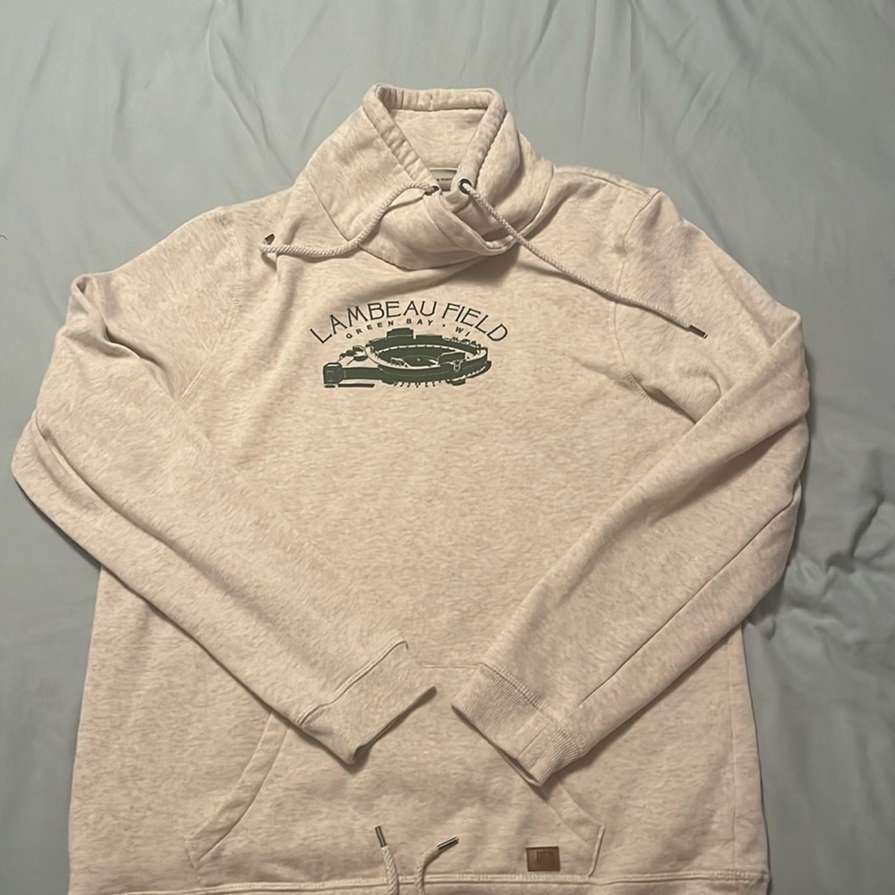 Lambeau Field Off-White Cowl-Neck Pullover Hoodie
